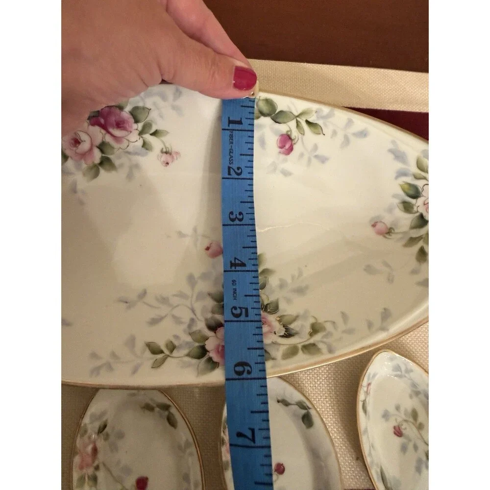 Vintage Hand-painted Nippon Porcelain Vegetable Dish & Open Salt Dishes Set
